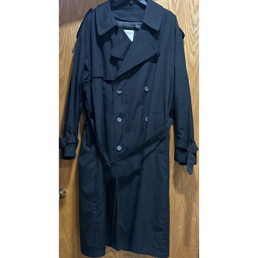 London Fog Limited Edition Men's Trench Coat Black Double Breasted 46 Reg